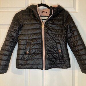 MICHAEL Michael Kor's Girl’s Black Puffer Coat With Pink Lining - Size 7/8